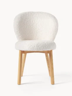 Sillas></noscript>Westwing Collection Silla tapizada en borreguillo Serena Borreguillo blanco, madera de fresno