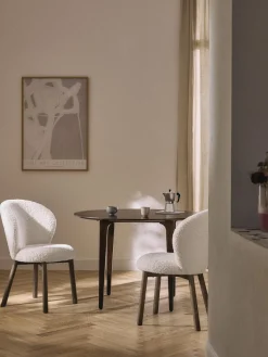 Sillas>Westwing Collection Silla tapizada en borreguillo Serena Tapizado blanco, madera de fresno marrón pintado