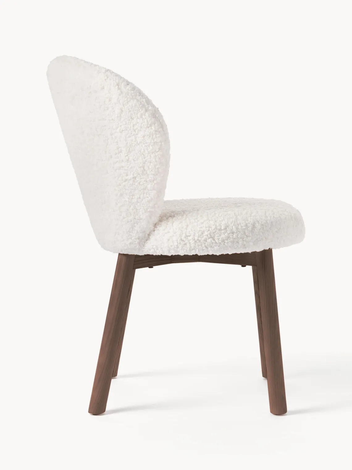 Sillas>Westwing Collection Silla tapizada en borreguillo Serena Tapizado blanco, madera de fresno marrón pintado