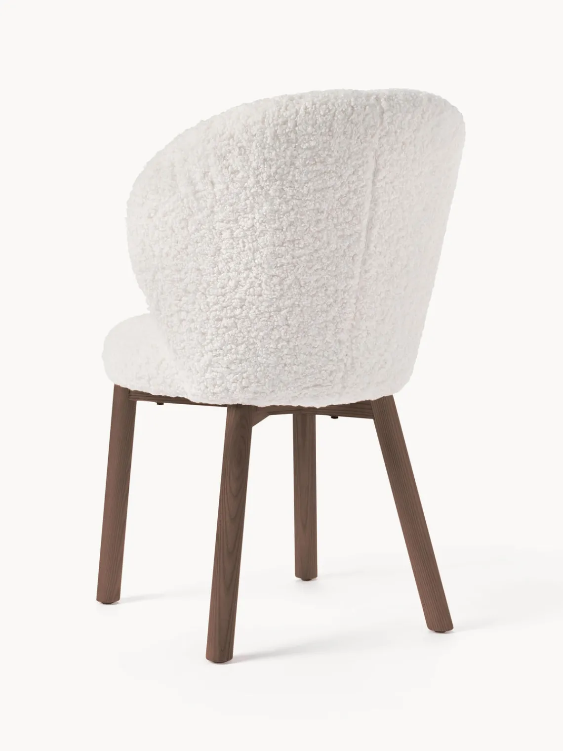 Sillas>Westwing Collection Silla tapizada en borreguillo Serena Tapizado blanco, madera de fresno marrón pintado