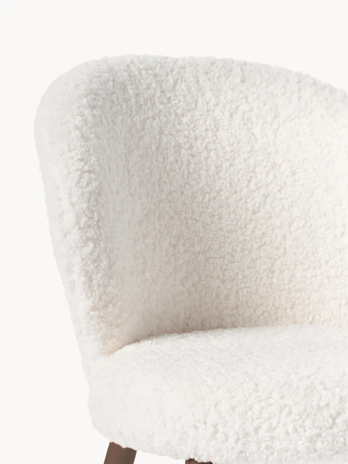 Sillas>Westwing Collection Silla tapizada en borreguillo Serena Tapizado blanco, madera de fresno marrón pintado