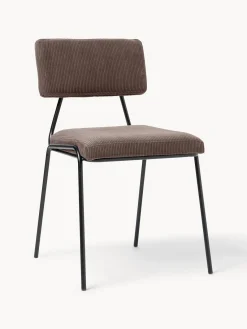 Sillas>Westwing Collection Silla tapizada en pana Mats, 2 uds. Pana taupe, negro