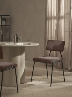 Sillas>Westwing Collection Silla tapizada en pana Mats, 2 uds. Pana taupe, negro