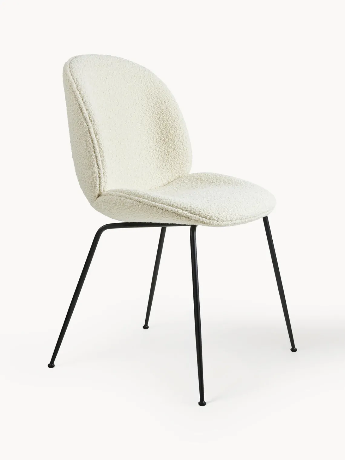 Sillas>GUBI Silla tapizada en tejido bouclé Beetle Bouclé blanco, negro mate