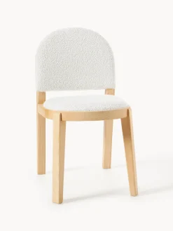 Sillas De Madera|Sillas>Westwing Collection Silla tapizada en tejido bouclé Neelia Bouclé blanco, madera de fresno clara