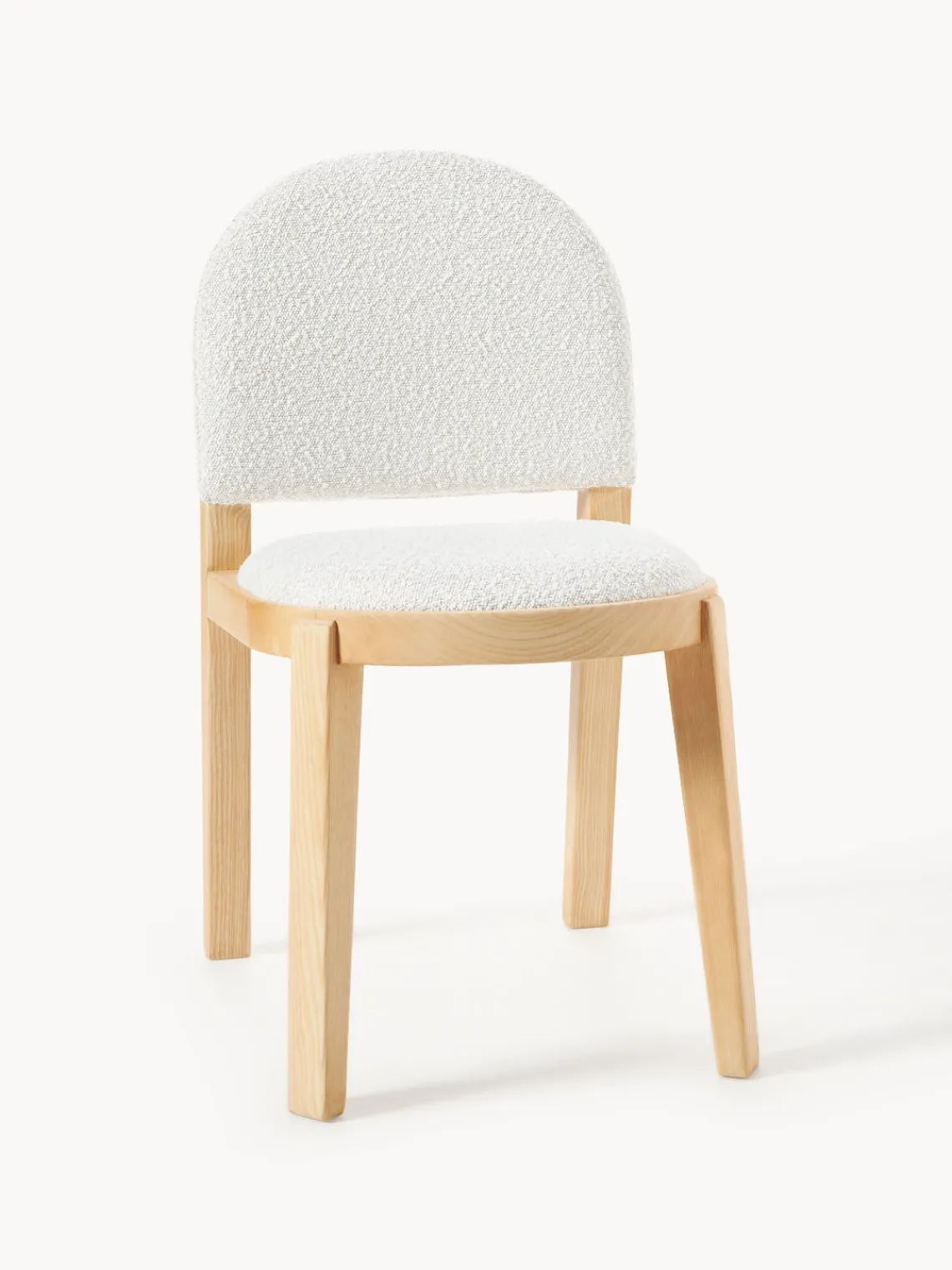 Sillas De Madera|Sillas>Westwing Collection Silla tapizada en tejido bouclé Neelia Bouclé blanco, madera de fresno clara