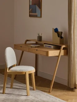 Sillas De Madera|Sillas>Westwing Collection Silla tapizada en tejido bouclé Neelia Bouclé blanco, madera de fresno clara