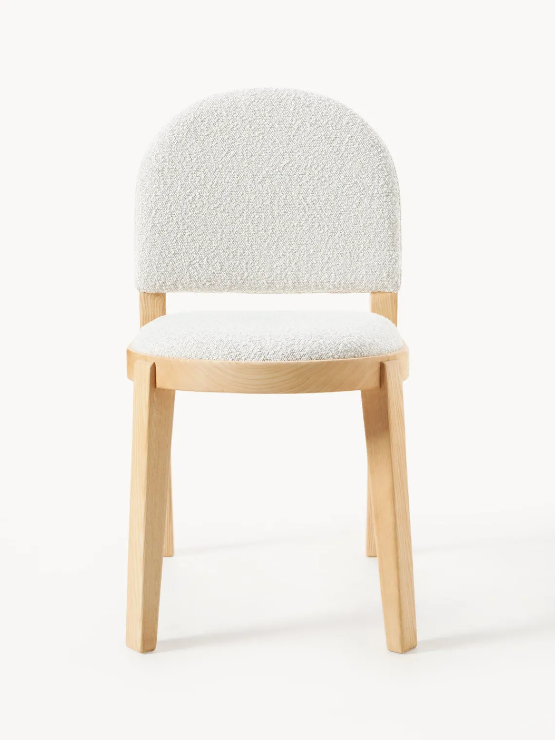 Sillas De Madera|Sillas>Westwing Collection Silla tapizada en tejido bouclé Neelia Bouclé blanco, madera de fresno clara