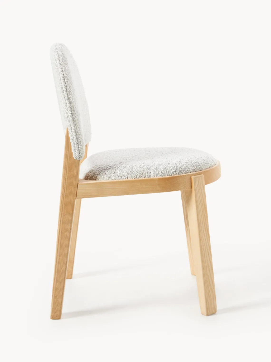 Sillas De Madera|Sillas>Westwing Collection Silla tapizada en tejido bouclé Neelia Bouclé blanco, madera de fresno clara