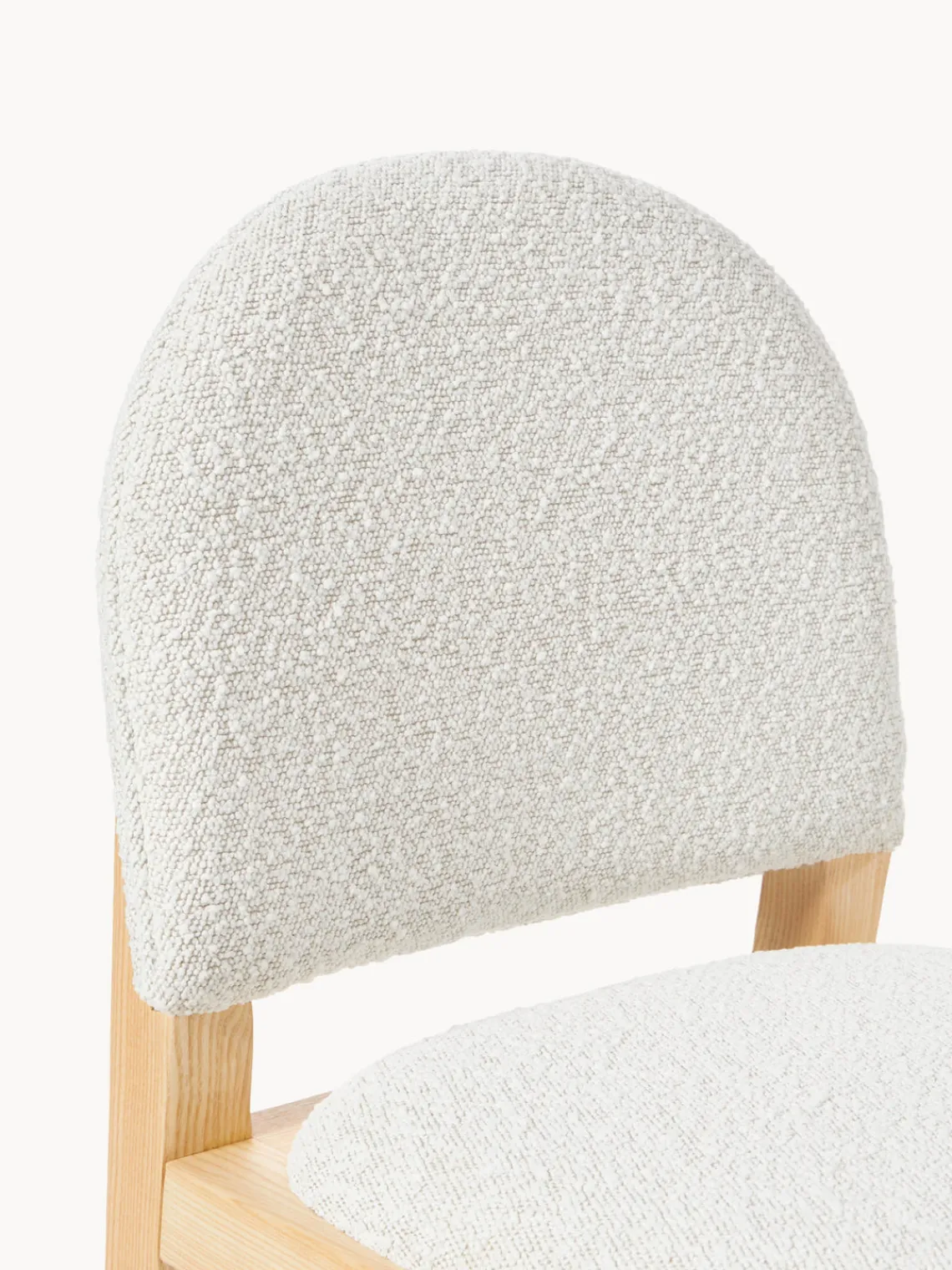 Sillas De Madera|Sillas>Westwing Collection Silla tapizada en tejido bouclé Neelia Bouclé blanco, madera de fresno clara