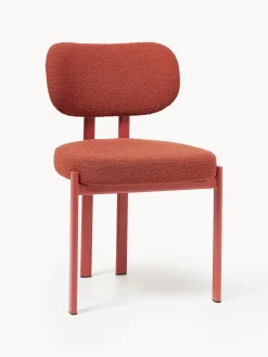 Sillas>Westwing Collection Silla tapizada en tejido bouclé Adrien Bouclé rojo coral, rojo coral