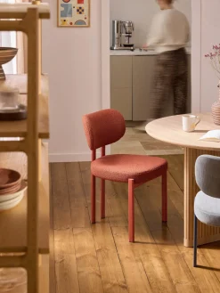 Sillas>Westwing Collection Silla tapizada en tejido bouclé Adrien Bouclé rojo coral, rojo coral