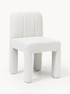 Sillas>Westwing Collection Silla tapizada en tejido bouclé Lukas Bouclé blanco
