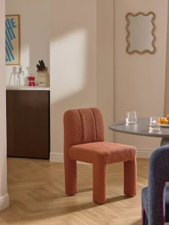 Sillas>Westwing Collection Silla tapizada en tejido bouclé Lukas Bouclé terracota
