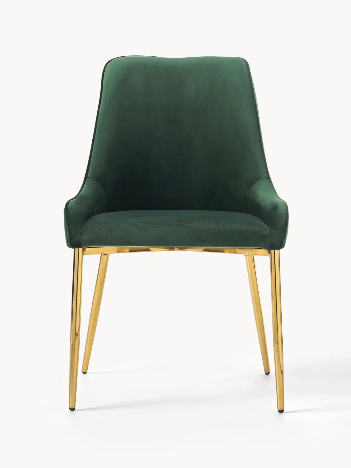 Sillas>Westwing Collection Silla tapizada en terciopelo Ava Terciopelo verde oscuro, dorado brillante