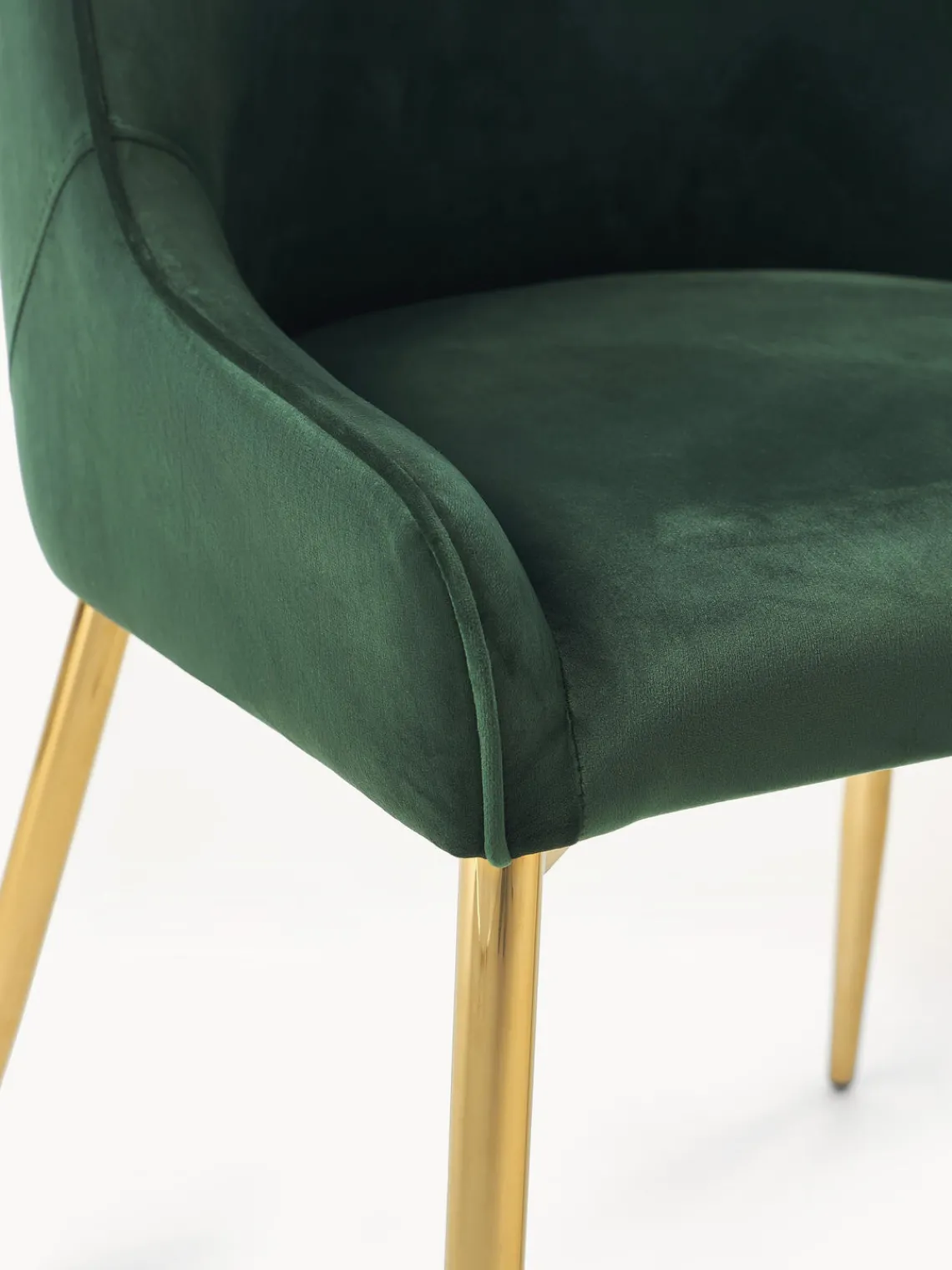 Sillas>Westwing Collection Silla tapizada en terciopelo Ava Terciopelo verde oscuro, dorado brillante