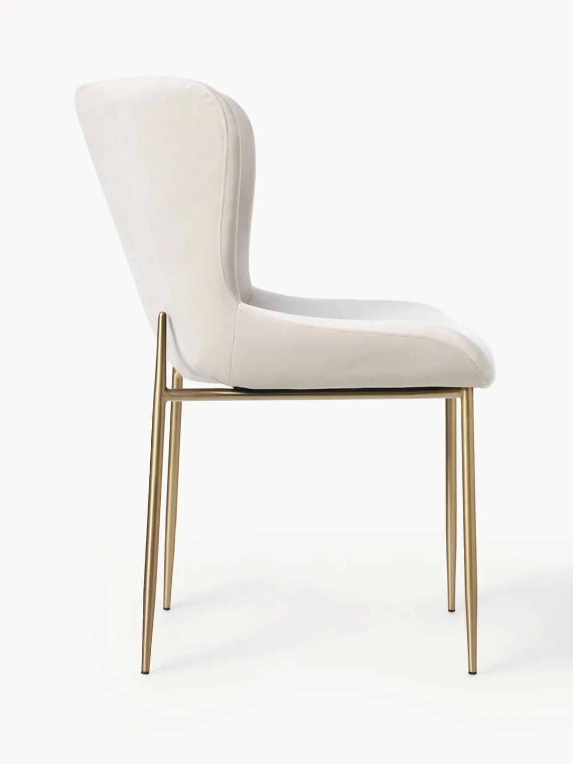 Sillas>Westwing Collection Silla tapizada en terciopelo Tess Terciopelo beige claro, dorado mate
