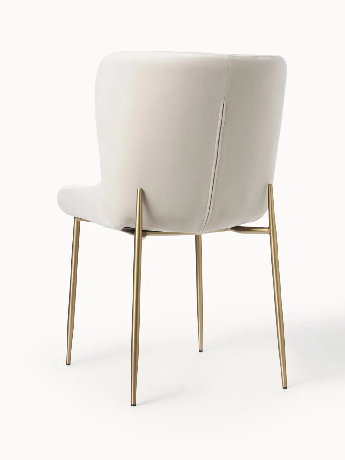 Sillas>Westwing Collection Silla tapizada en terciopelo Tess Terciopelo beige claro, dorado mate