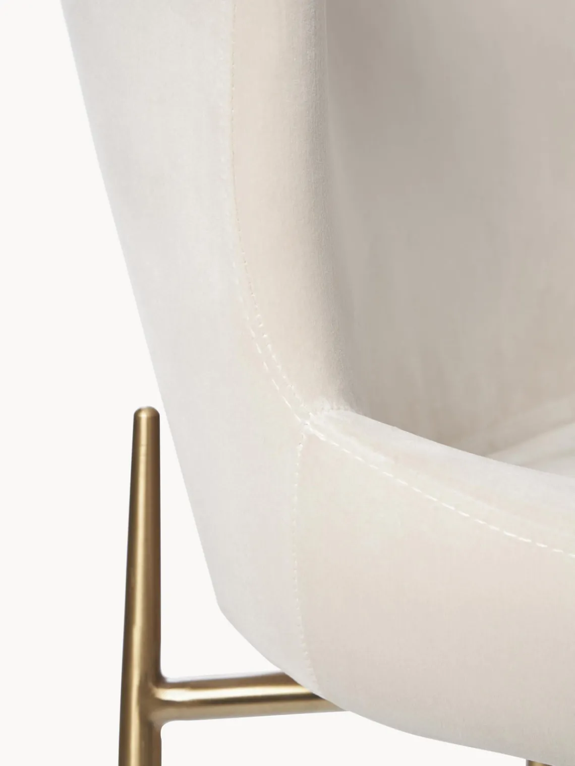 Sillas>Westwing Collection Silla tapizada en terciopelo Tess Terciopelo beige claro, dorado mate