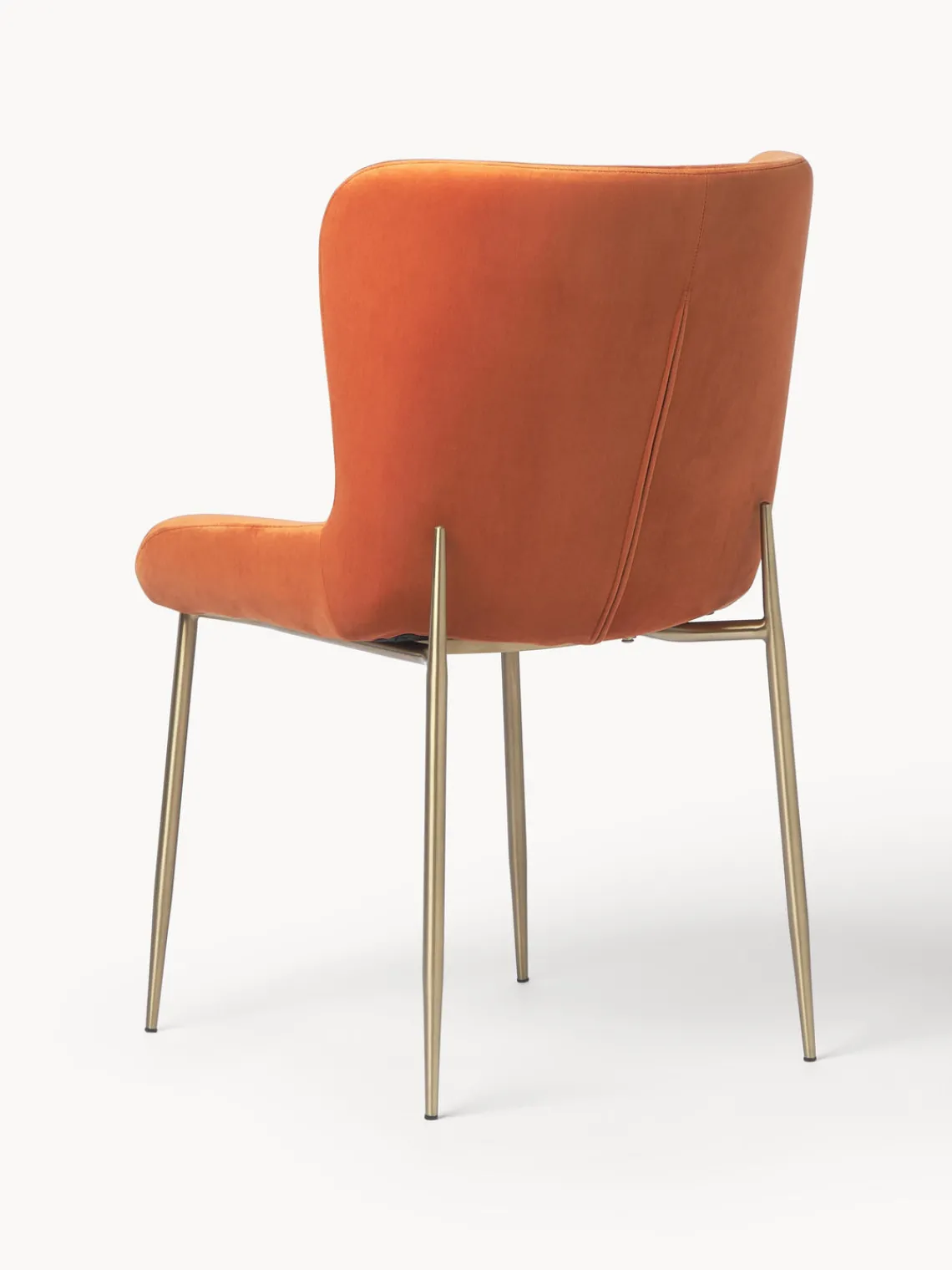 Sillas>Westwing Collection Silla tapizada en terciopelo Tess Terciopelo naranja, dorado mate