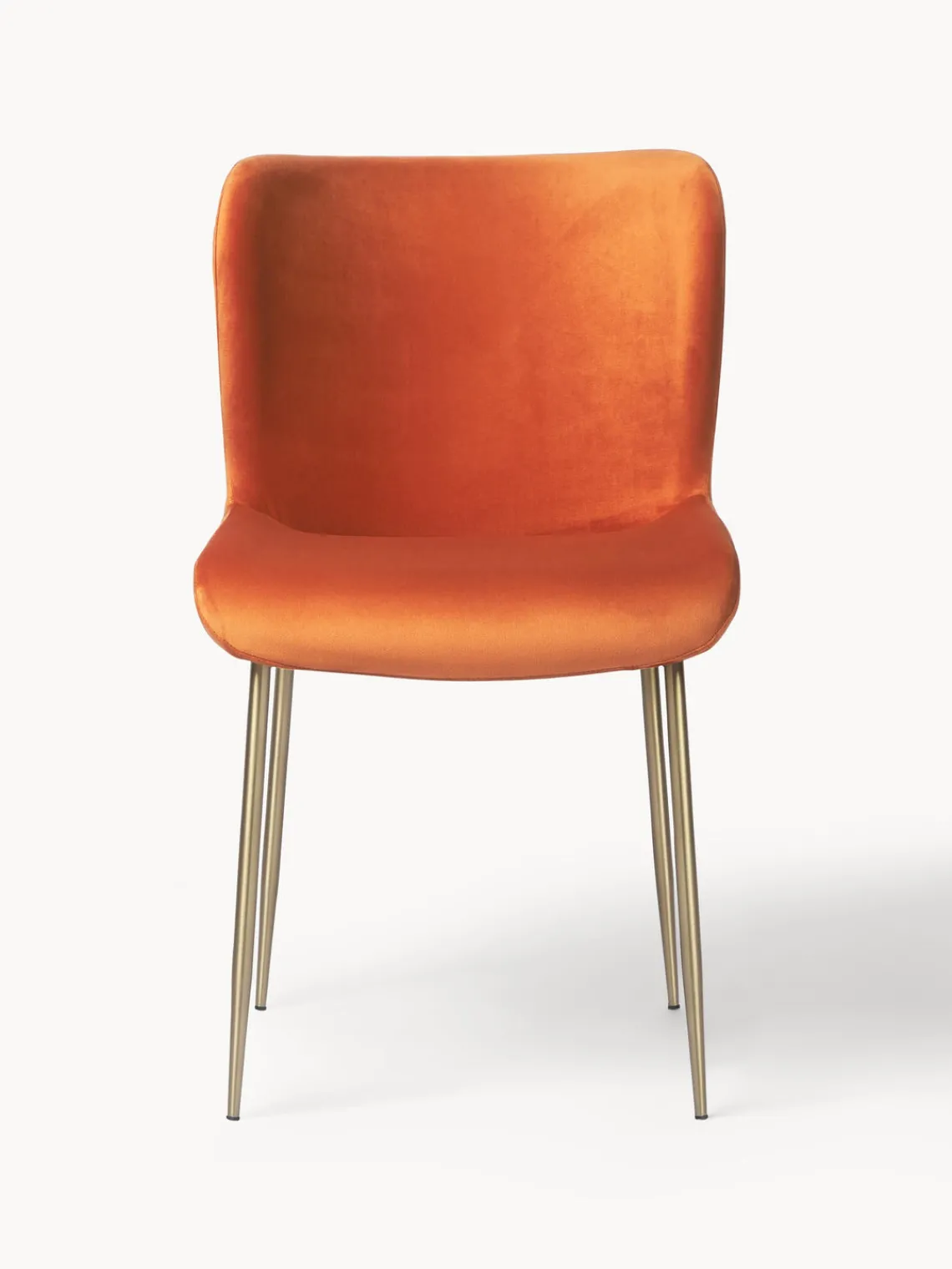 Sillas>Westwing Collection Silla tapizada en terciopelo Tess Terciopelo naranja, dorado mate