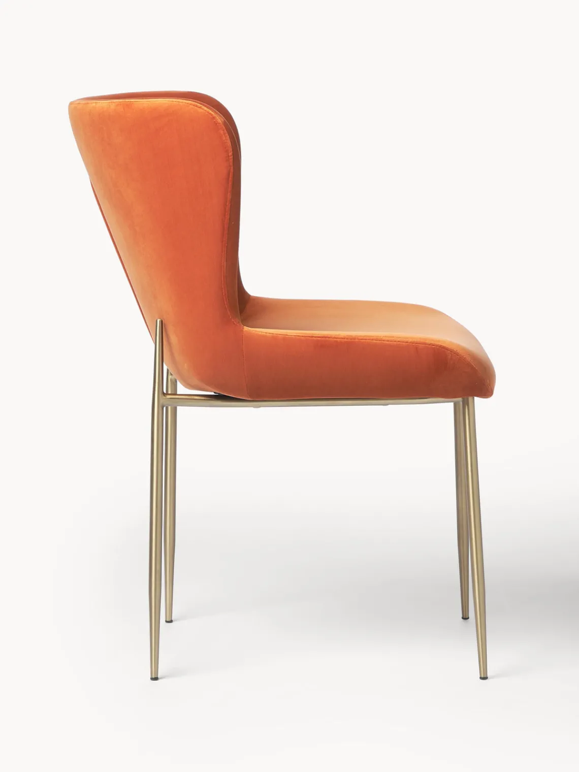 Sillas>Westwing Collection Silla tapizada en terciopelo Tess Terciopelo naranja, dorado mate