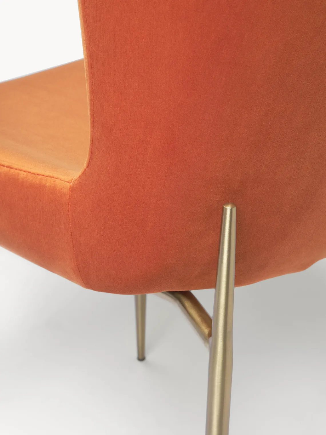 Sillas>Westwing Collection Silla tapizada en terciopelo Tess Terciopelo naranja, dorado mate