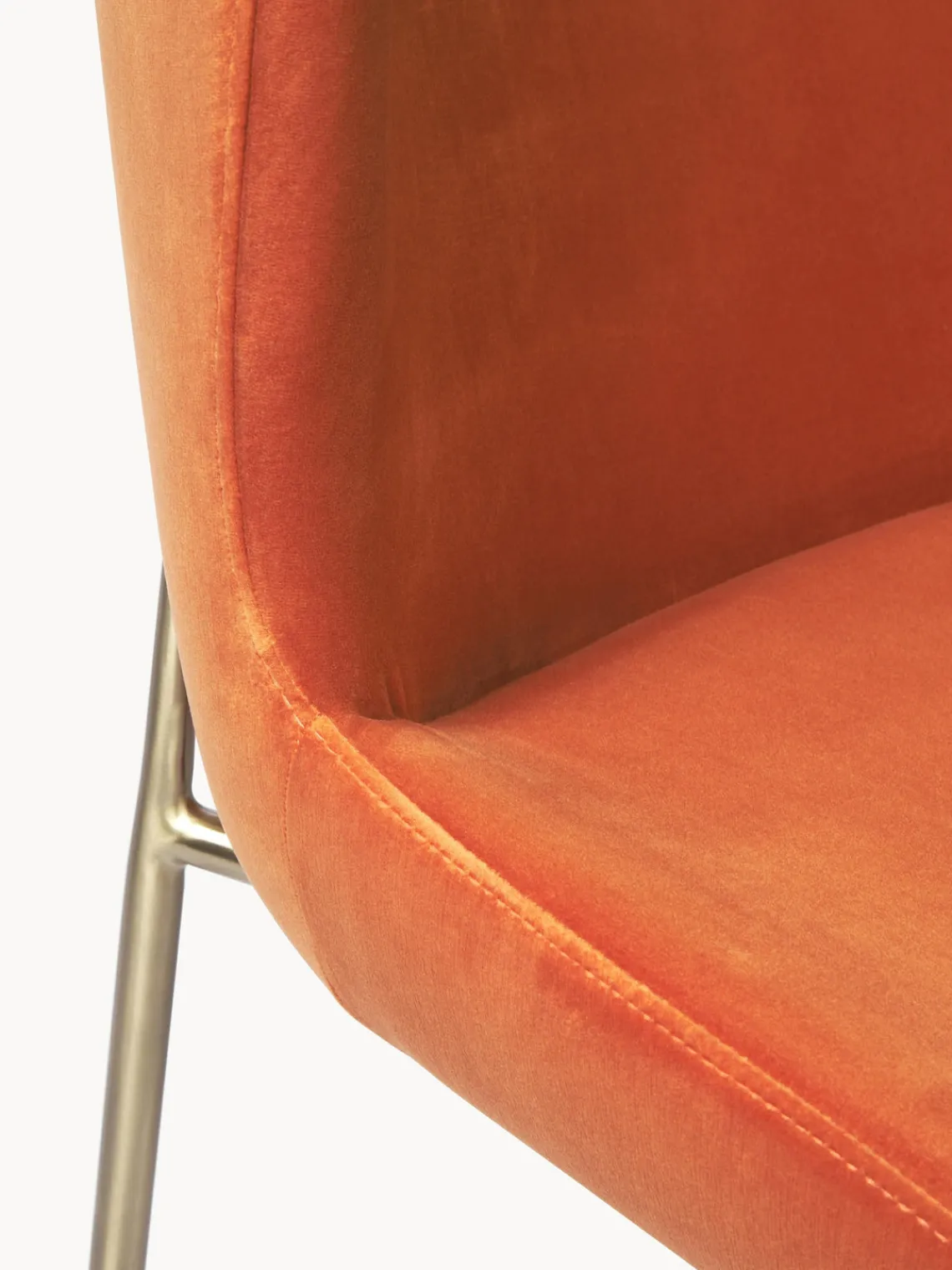 Sillas>Westwing Collection Silla tapizada en terciopelo Tess Terciopelo naranja, dorado mate