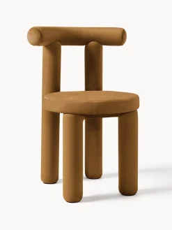 Sillas>Westwing Collection Silla tapizada en terciopelo Calan Terciopelo marrón