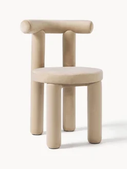 Sillas>Westwing Collection Silla tapizada en terciopelo Calan Terciopelo beige