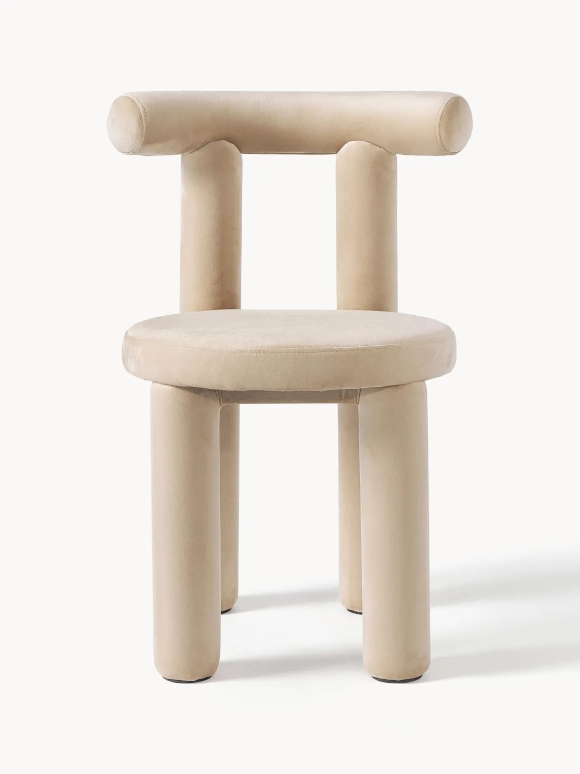 Sillas>Westwing Collection Silla tapizada en terciopelo Calan Terciopelo beige