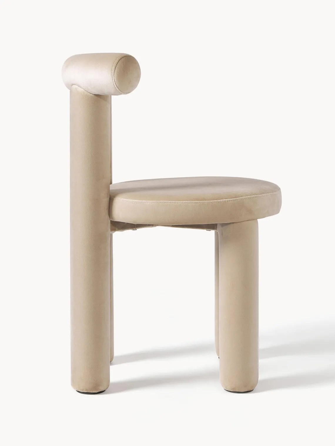 Sillas>Westwing Collection Silla tapizada en terciopelo Calan Terciopelo beige