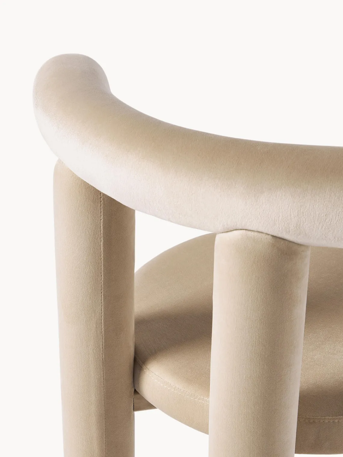 Sillas>Westwing Collection Silla tapizada en terciopelo Calan Terciopelo beige