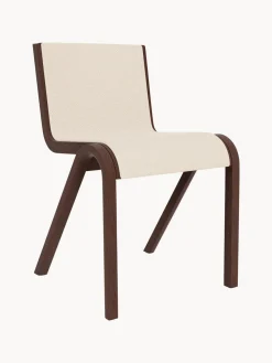 Sillas>Audo Copenhagen Silla tapizada Ready Dining Tejido blanco Off White, madera de roble oscura