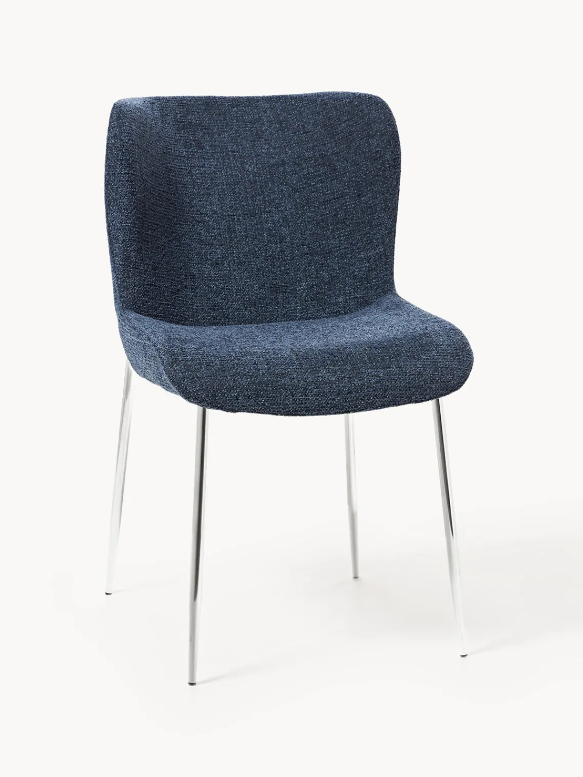 Sillas>Westwing Collection Silla tapizada Tess Tejido azul oscuro, plateado brillante