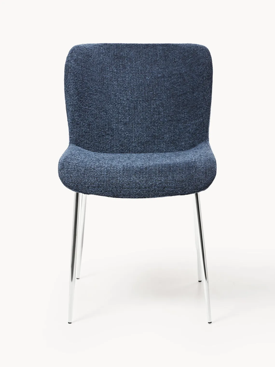 Sillas>Westwing Collection Silla tapizada Tess Tejido azul oscuro, plateado brillante