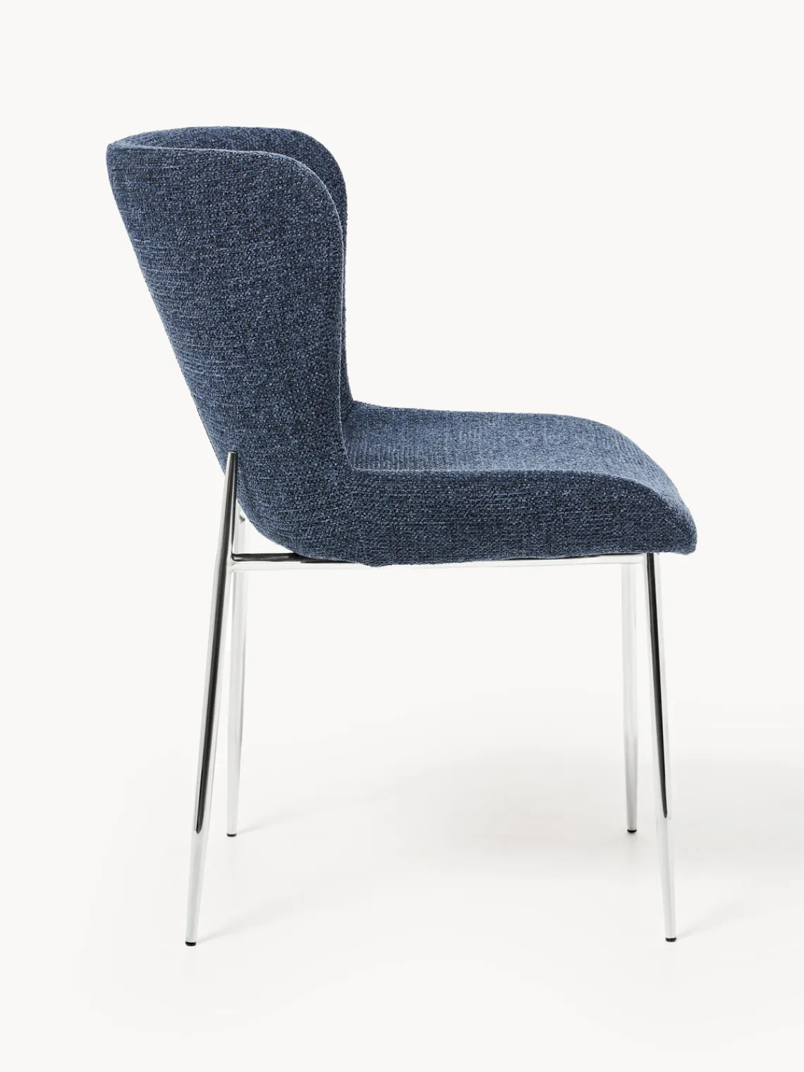 Sillas>Westwing Collection Silla tapizada Tess Tejido azul oscuro, plateado brillante