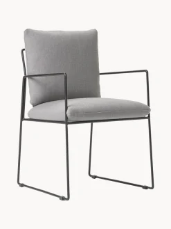 Sillas>Westwing Collection Silla tapizada Wayne Mezcla de lino gris, negro