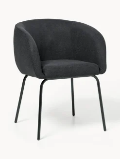 Sillas Con Reposabrazos|Sillas>Westwing Collection Sillas con reposabrazos Alani, 2 uds. Tejido gris antracita, negro