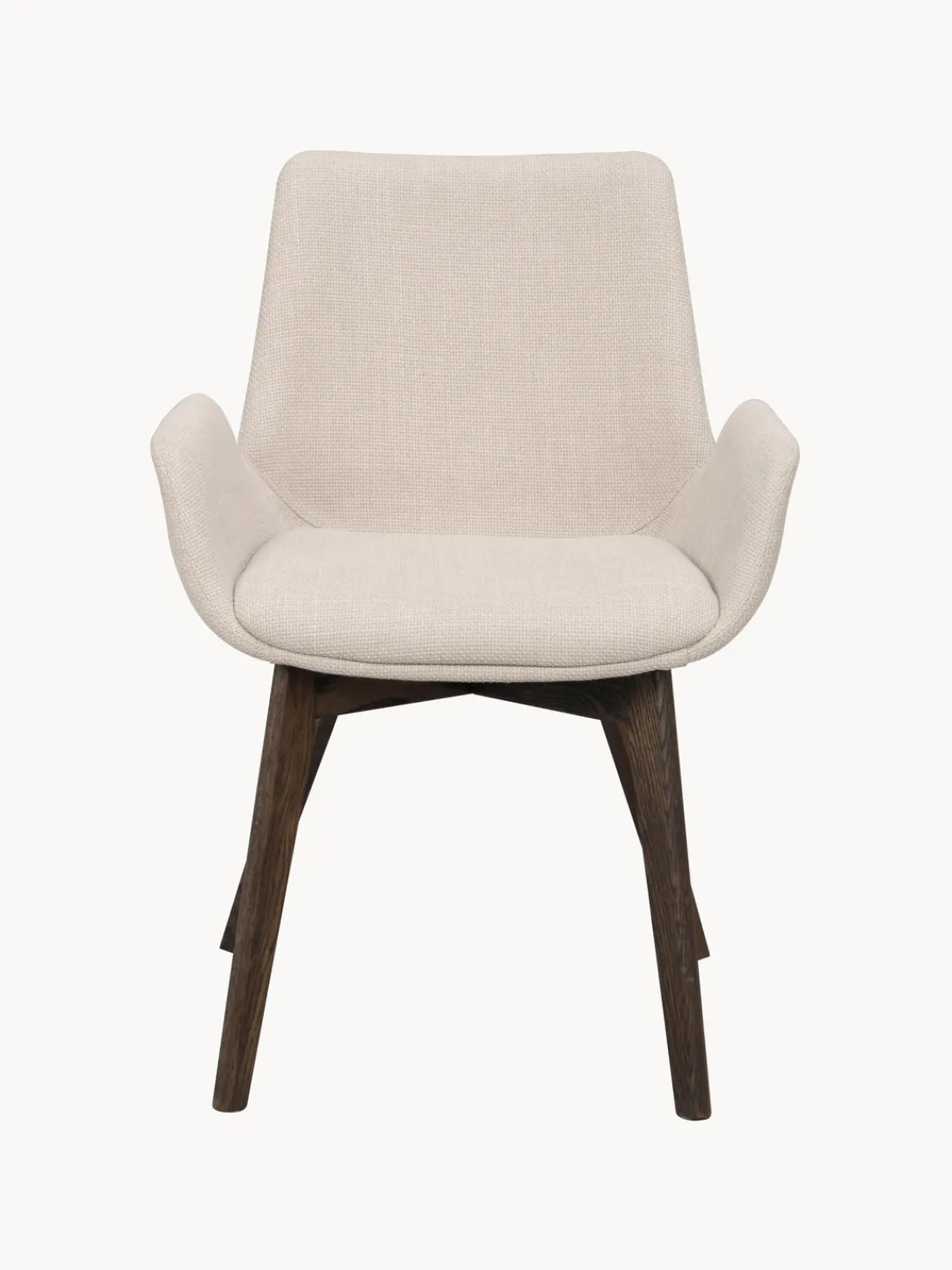 Sillas Con Reposabrazos|Sillas>Rowico Home Sillas con reposabrazos Drimsdale, 2 uds. Tejido beige claro, madera de roble lacada en marrón oscuro