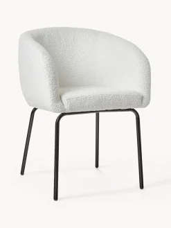 New Sillas con reposabrazos en tejido bouclé Alani, 2 uds Sillas Con Reposabrazos|Sillas