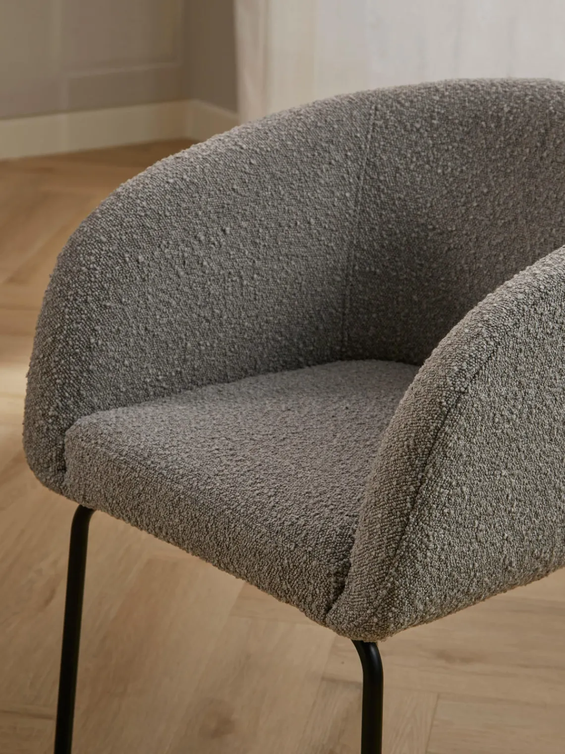 Sillas Con Reposabrazos|Sillas>Westwing Collection Sillas con reposabrazos en tejido bouclé Alani, 2 uds. Bouclé greige, negro