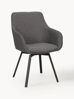 Sillas Con Reposabrazos|Sillas>Rowico Home Sillas con reposabrazos giratorias Alison, 2 uds. Tejido gris antracita, negro
