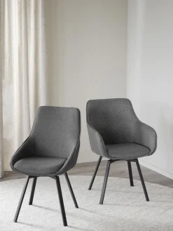 Sillas Con Reposabrazos|Sillas>Rowico Home Sillas con reposabrazos giratorias Alison, 2 uds. Tejido gris antracita, negro