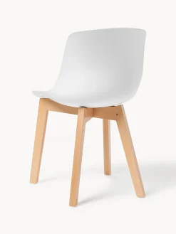 Clearance Sillas de plástico con patas de madera Dave, 2 uds. Sillas