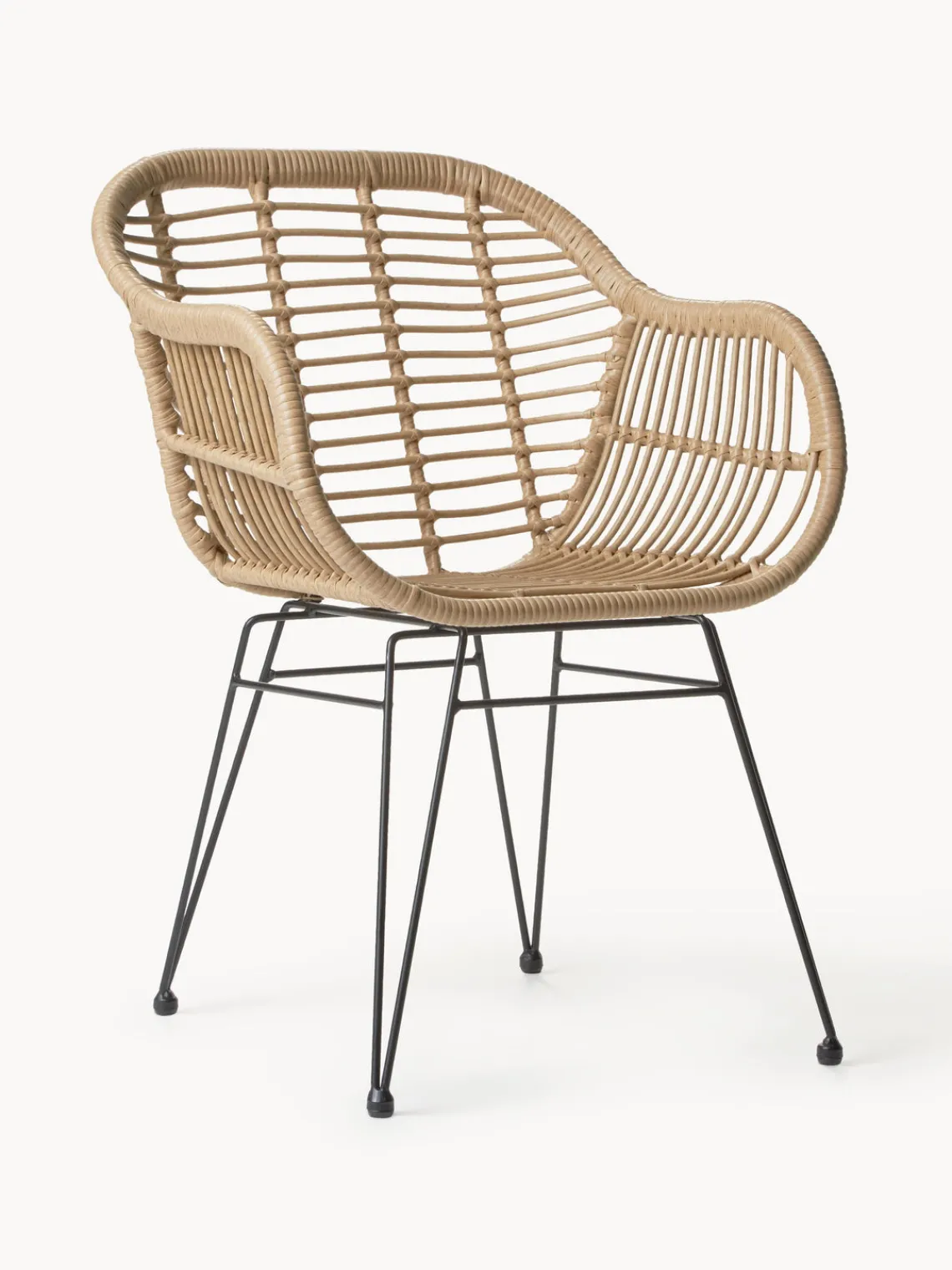 Sillas De Jardín|Sillas De JardíN>Westwing Collection Sillas de ratán con reposabrazos Costa, 2 uds. Marrón claro, negro