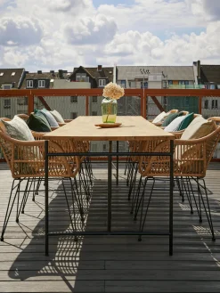 Sillas De Jardín|Sillas De Jardí­N>Westwing Collection Sillas de ratán con reposabrazos Costa, 2 uds. Marrón claro, negro