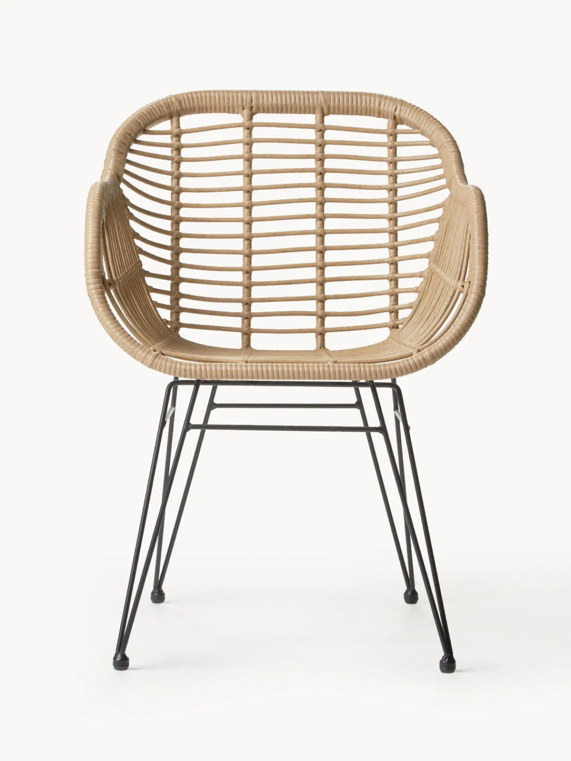 Sillas De Jardín|Sillas De JardíN>Westwing Collection Sillas de ratán con reposabrazos Costa, 2 uds. Marrón claro, negro