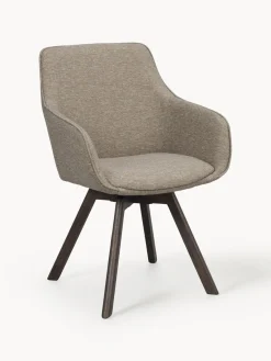 Sillas Con Reposabrazos|Sillas>Rowico Home Sillas giratorias con reposabrazos Alison, 2 uds. Tejido greige, madera de roble oscuro