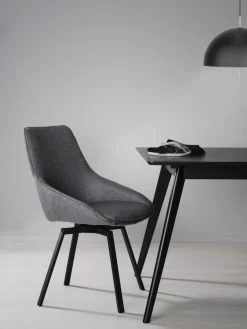 Sillas>Rowico Home Sillas giratorias tapizadas Alison, 2 uds. Tejido gris antracita, negro